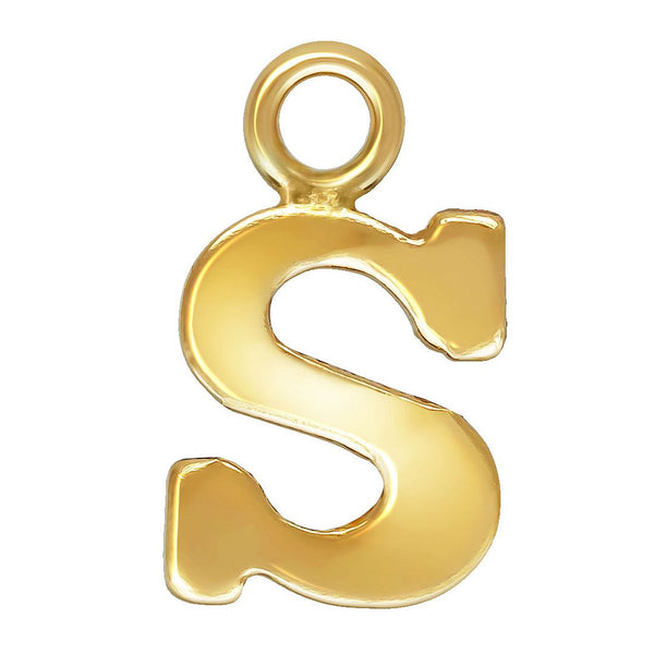 1pc Real 1/20 14K Gold Filled Letter S, Small Alphabet Charm Drop, 4.9x5.8mm, JK12-A19