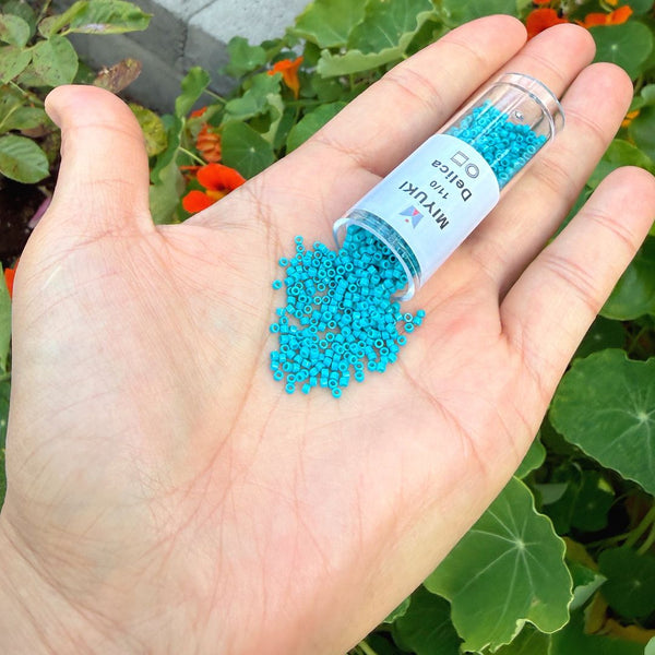 7.5g Miyuki Delica 11/0 Seed Beads, Duracoat Opaque Azure (Blue) DB2133