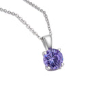 925 Sterling Silver June Birthstone Solitaire Necklace, 8mm/2 Carat Purple Alexandrite Cubic Zirconia CZ, Length Selections: 16 inch/18 inch