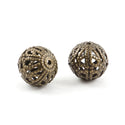 100pcs Artistic Filigree Round Beads, Antique Bronze Plated, Tarnish Resistant, Size Selections: 4mm/6mm/8mm/10mm
