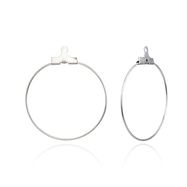50pcs 304 Surgical Stainless Steel 30mm Round Circle Beading Hoop Findings