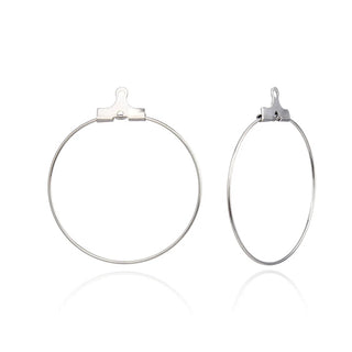 50pcs 304 Surgical Stainless Steel 40mm Round Circle Beading Hoop Findings
