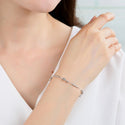 1pc 925 Sterling Silver Tube and Bead Station Cable Chain Bracelet, Tarnish Resistant White Gold Plated, Length Selections: 7 inch/7.5 inch/8 inch