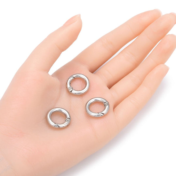 10pcs O Ring Spring Gate Carabiner, Jewelry Clasp Lock, Sturdy Strong Push Open Connector, Size Selections: 18mm/25mm/37mm/49mm