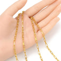 16.5 Feet Tarnish Resistant Paperclip Cable Chain Link, 24K Yellow Gold Plated, Long Lasting, Size Selections: 6.7x2.3mm, 7.4x3.4mm, 9.6x3.5mm