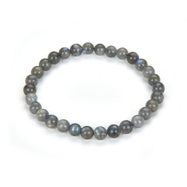 1 Strand Stretch Natural Grade A Labradorite Beaded Gemstone Bracelet, 6mm Beads, Length Selections: 7 inch/7.5 inch/8 inch