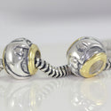 1pc Solid 925 Sterling Silver Moon Sculture Bead Charm, Compatible with Pandora All Other Charm Bracelet, EC183