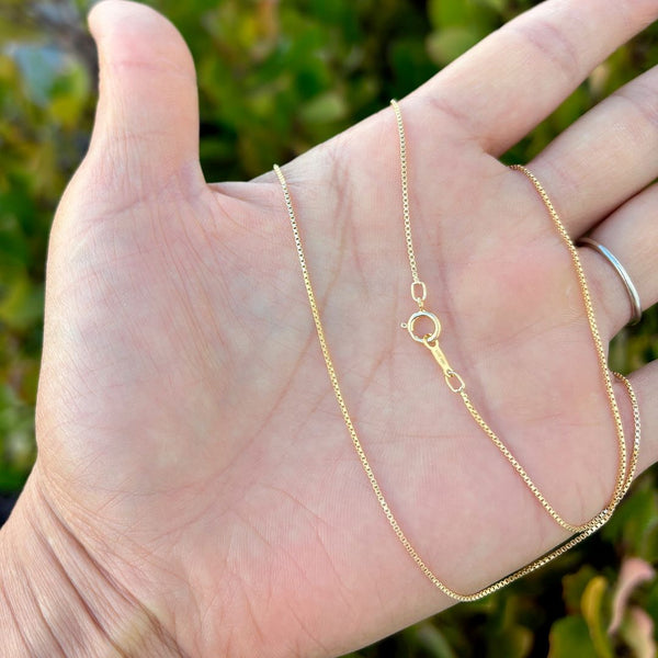 1pc 1/20 14K Gold Filled Sturdy Box Link Chain Necklace, 0.8mm Width/Thin Small, 18 Inch, Non Tarnish, KC21-18