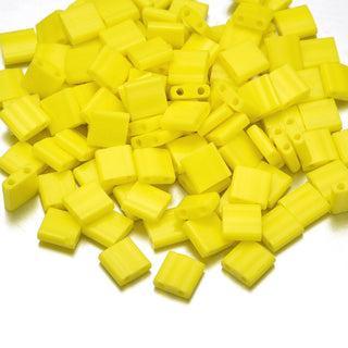 10g Miyuki Full Tila Square Seed Beads 5x5mm, Opaque Yellow (TL-404)