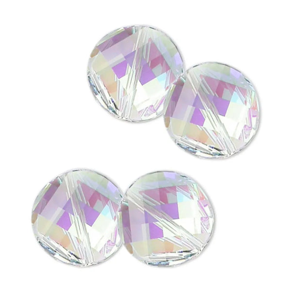 25pcs Adabele Austrian Faceted Flat Round Twist Coin Crystal Beads #5621, Clear AB, 10mm, Hole ID 1.2mm, SSW1002