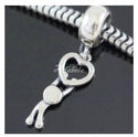 1pc Solid 925 Sterling Silver Happy Heart Bead Charm, Compatible with Pandora All Other Charm Bracelet, EC504