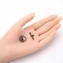 Adabele 20 Sets Rose Flower Toggle Clasp, T-Bar Jewelry Closure, 19mm (0.75 Inch), Tarnish Resistant Antique Bronze, MC-AF61