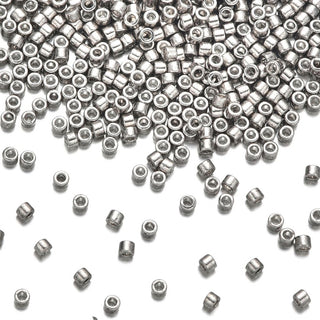 7.5g Miyuki Delica 11/0 Seed Beads, Opaque Galvanized Pewter DB436