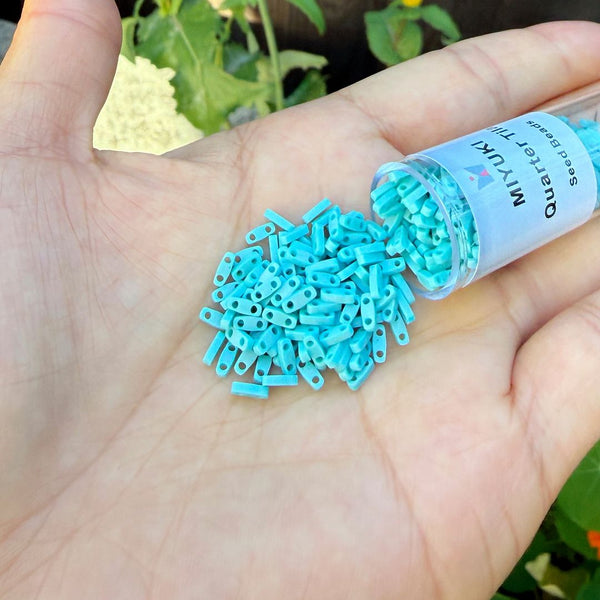 10g Miyuki Quarter Tila Seed Bead 5x1.2mm Matte Rainbow Mint Green QTL412FR