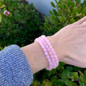 1 Strand Stretch Natural Pink Rose Quartz Beaded Gemstone Bracelet, 6mm Beads, Length Selections: 7 inch/7.5 inch/8 inch
