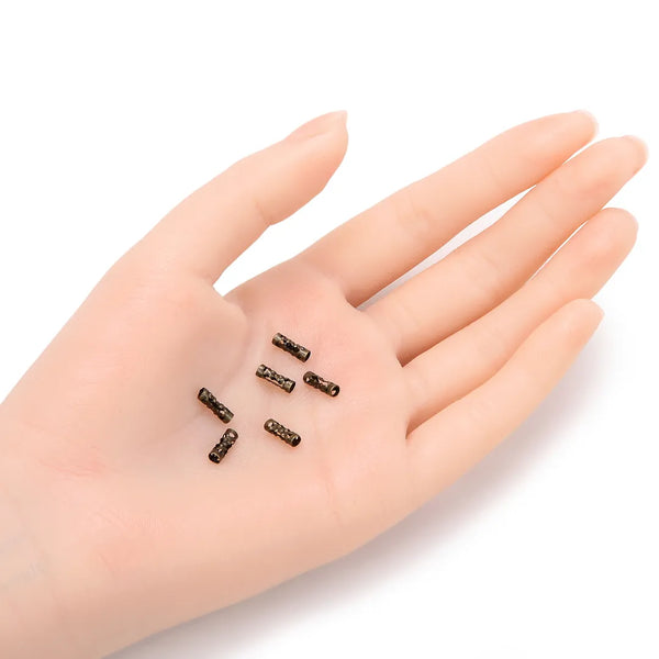 100pcs Large Hole Filigree Tube Beads, Antique Bronze Plated Brass, Tarnish Resistant, Size Selections: 8x3mm, 8x4mm