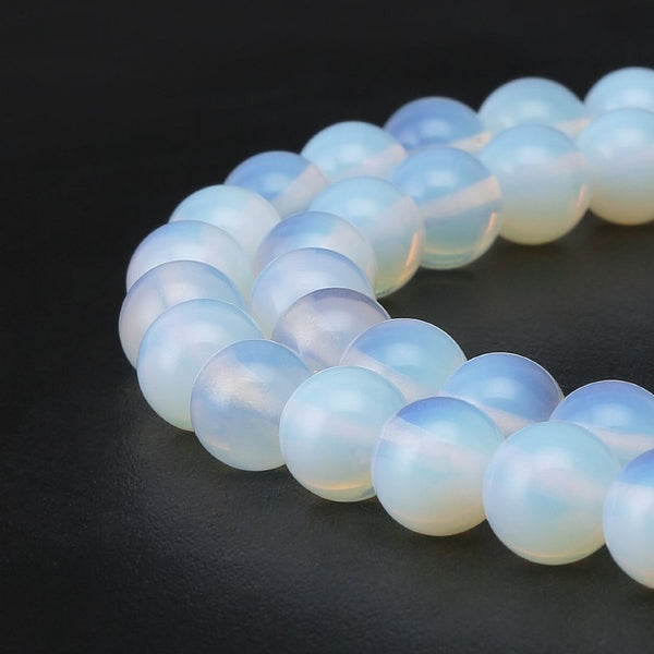 Lab Created White Opal Gemstone Round Beads, 1 Strand/15 Inch, Size Selections: 4mm/6mm/8mm/10mm