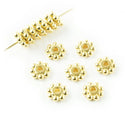 20pcs 925 Sterling Silver Small Flat Daisy Flower Rondelle Beads, Real 18K Yellow Gold Plated, 4mm, Hole ID 2mm, SS286-2