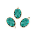 10pcs Grade A May Emerald Green Oval Birthstone Charm Drops, 18K Yellow Gold Plated Brass, 18x13mm, CCP6-G5