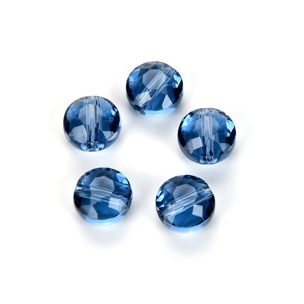 25pcs Adabele Austrian Faceted Flat Round Coin Crystal Beads #5052, Dark Indigo, 8mm, Hole ID 1mm, SSMR820