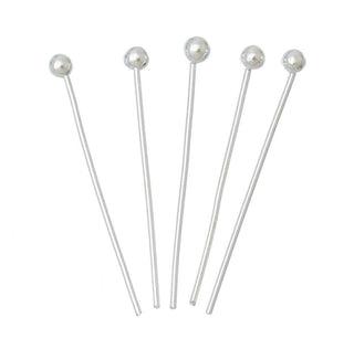 20pcs 925 Sterling Silver Ball Headpin Head Pins, 0.4mm/26 Gauge, Length Selections: 25mm/30mm/35mm/38mm