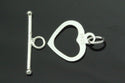 1 Set 925 Sterling Silver Heart Shaped Toggle Clasp, T-Bar Jewelry Closure, 16mm, SS26-BB