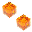 100pcs Creative Club Faceted Cube Crystal Glass Beads, Sun Orange, 6mm, Hole ID 1mm, CCC612
