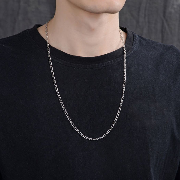 1pc 925 Sterling Silver Long Short Link Chain Necklace, Tarnish Resistant Rhodium Plated, 3.6mm, Large Thick, Length Selections: 18/20/22/24/26/28 Inch