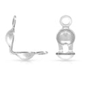 20pcs 925 Sterling Silver Small Clamshell Calotte Bead Tips, End Caps, 2 Closed Rings, 7x3mm, 3mm Cup, SS295-1