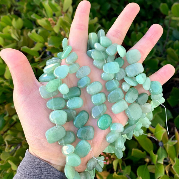 Natural Green Aventurine Gemstone Petal Keishi Beads, Irregular, 10mm-20mm, Hole ID 1mm, 1 Strand/15 Inch, GZ6-14