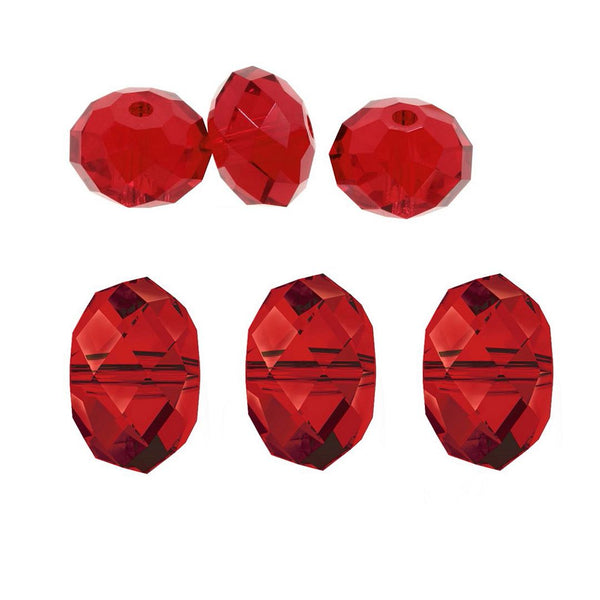 24pcs Adabele Austrian Faceted Rondelle Crystal Beads #5040, Siam (Red), Size Selections: 6x4mm, 8x6mm, 10x8mm