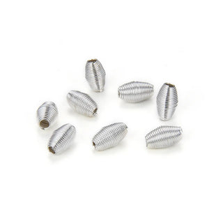 100pcs Oval Bicone Wire Coil Spring Beads, Sterling Silver Plated Brass, 8x5mm, Hole ID 1.3mm, CF111-S