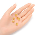 50pcs Tarnish Resistant Large Hole Round Beads, 18K Yellow Gold Plated Brass, Size Selections: 6mm/8mm/10mm