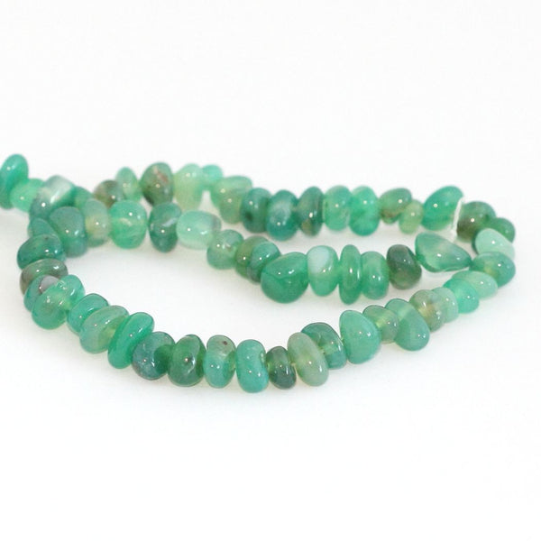 Natural Green Agate Gemstone Smooth Tumbled Pebble Beads, Irregular, 8mm-10mm, Hole ID 1mm, 1 Strand/15 Inch, GZ3-3