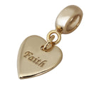 1pc Real Gold Plated Sterling Silver Faith Love Heart Bead Charm Pendant, Compatible with Pandora All Other Charm Bracelets, EC4-D9