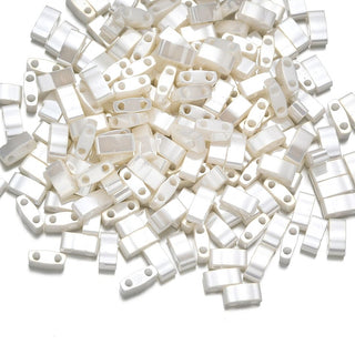 10g Miyuki Half Tila Seed Beads 5x2.3mm, Ceylon Antique Ivory Pearl (HTL-592)