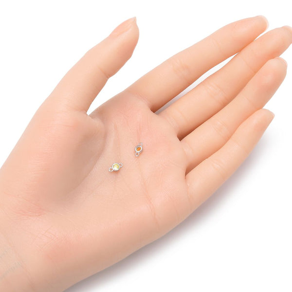 2pcs 925 Sterling Silver 4mm Tiny November Birthstone Links, Tarnish Resistant, Yellow Topaz Cubic Zirconia Gemstone Connector, SXP6-11