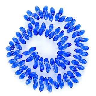 200pcs Creative Club Faceted Teardrop Briolette Crystal Glass Beads, Pendant Drop, Sapphire Blue, 12x6mm, Hole ID 1mm, CCT2-13