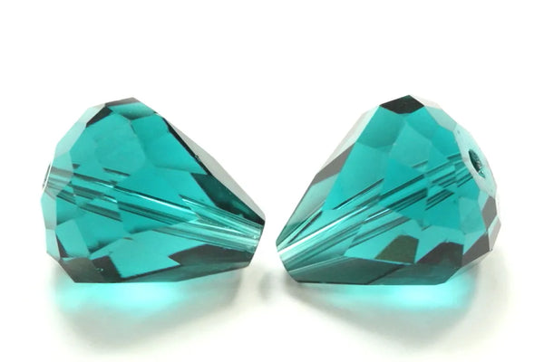 24pcs Adabele Austrian Faceted Teardrop Crystal Beads #5500, Emerald Green, 10mm x 8mm, Hole ID 1.1mm, SST-1024