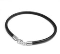 1pc Black Leather Cord Necklace, Sterling Silver Clasp, 3mm Diameter, Length Selections: 7 inch/7.5 inch/8 inch