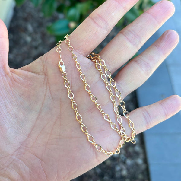 1pc Real 1/20 14K Gold Filled 3.7mm Figure 8 Cable Chain Bracelet, 6.5 Inch with 1 Inch Extender, JB-22