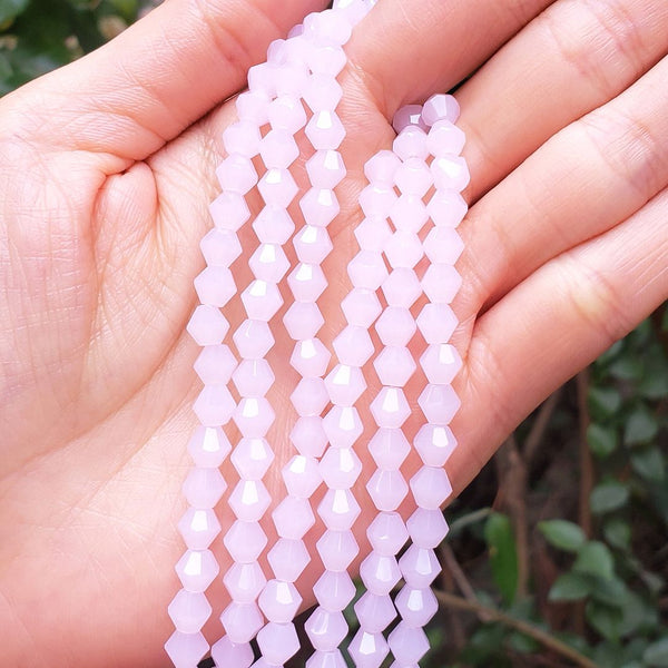 250pcs Creative Club Faceted Bicone Crystal Glass Beads, Rose Opal, 6mm (0.24 Inch), Hole ID 1mm, CCB630