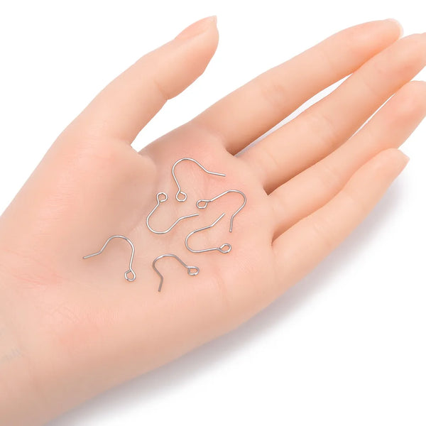 100pcs 316 Stainless Steel 17mm Fish Earring Hooks – 0.7mm Wire
