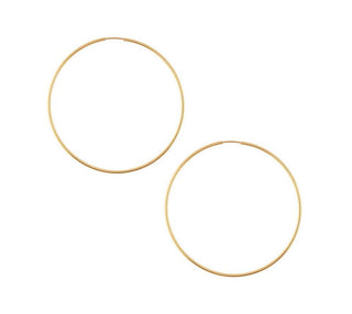 1 Pair Real 18K Yellow Gold Plated Sterling Silver Round Circle Hoop Earrings, 60mm/2.36 Inch, Extra Large,SSE87-6