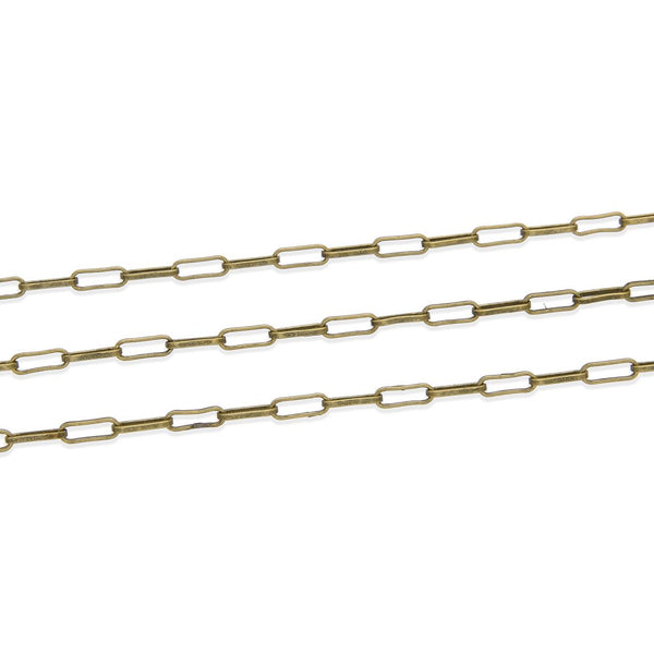 33 Feet Paperclip Cable Chain Link, Unfinished, Antique Bronze Plated Copper, Chain Width Selections: 2.3mm/3.4mm