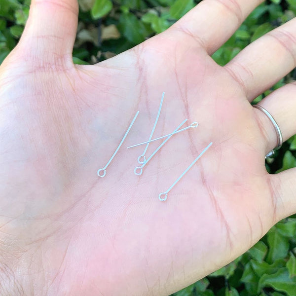 20pcs 925 Sterling Silver Eyepins Eye Pin, 0.5mm/24 Gauge, Length Selections: 25mm/30mm/38mm/50mm