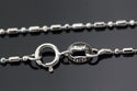 1pc 925 Sterling Silver Bead Link Chain Necklace, Tarnish Resistant Rhodium Plated, 1mm, Thin Small, Length Selections: 16 inch/18 inch