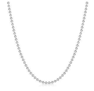 1pc 925 Sterling Silver Ball Link Chain Necklace, Tarnish Resistant Rhodium Plated, 1mm, Thin Small, Length Selections: 16 inch/18 inch
