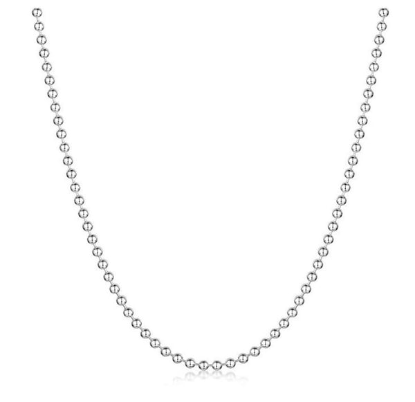 1pc 925 Sterling Silver Ball Link Chain Necklace, Tarnish Resistant Rhodium Plated, 3mm, Thick, Length Selections: 18 inch/20 inch/22 inch