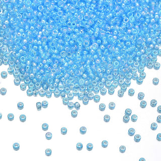 50g Miyuki Rocaille 11/0 Round Seed Beads Translucent Rainbow Aqua RR-260